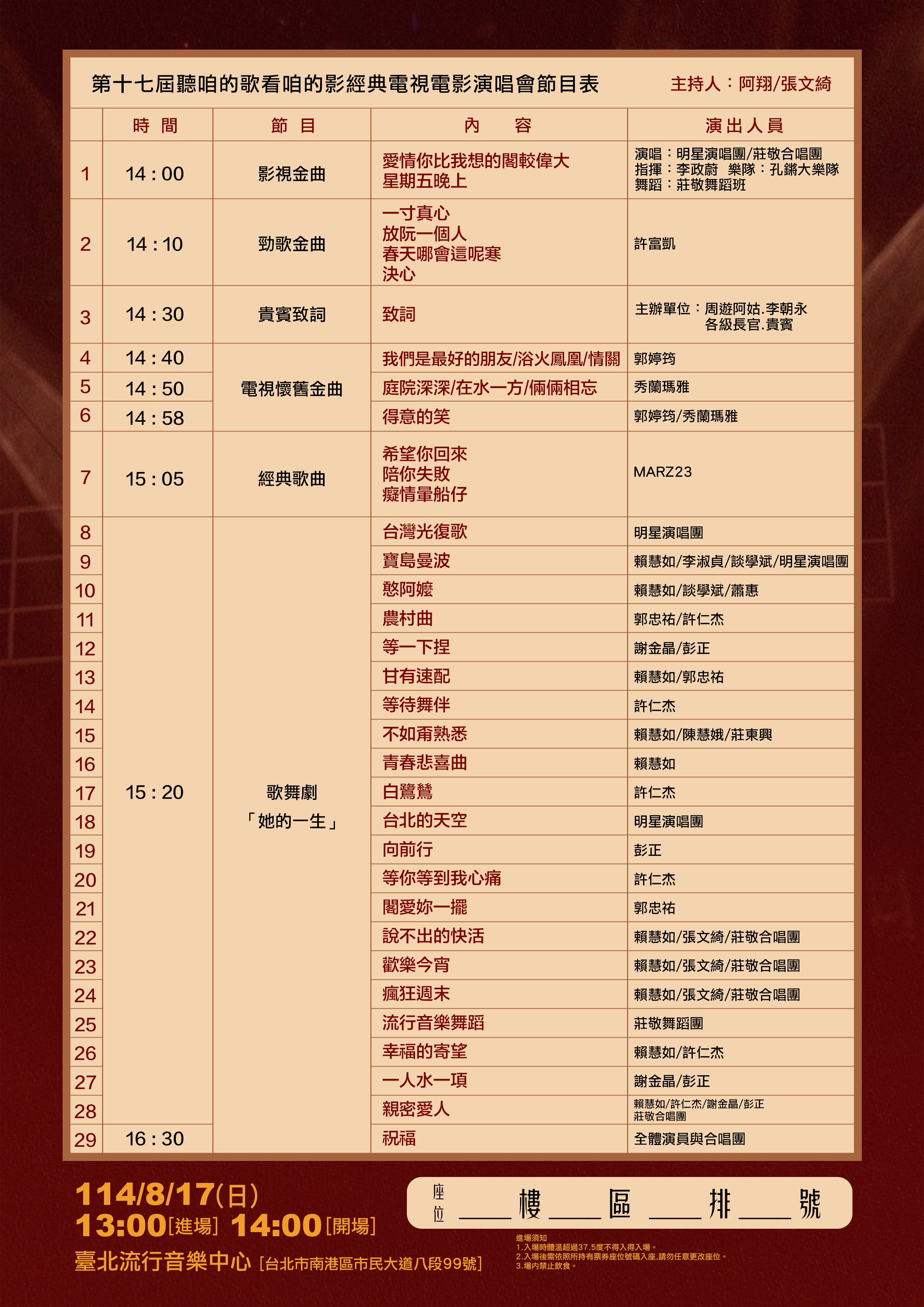 曲目表