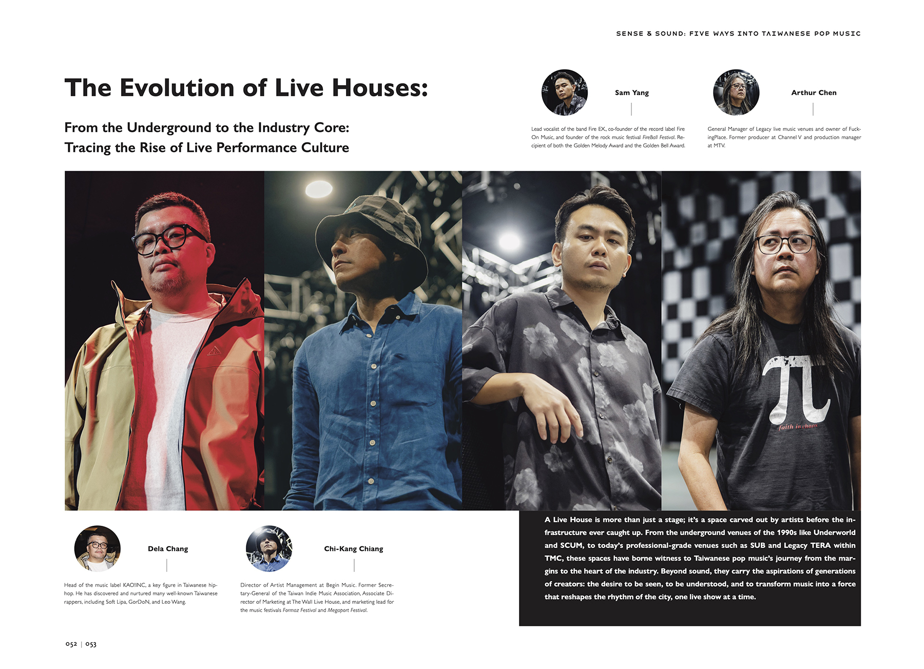 章節「直擊音浪現場」 邀請 Live House SUB 共同創辦人楊大正、迪拉、江季剛與 Legacy 總經理阿舌對談當前演出場館的生態及挑戰。