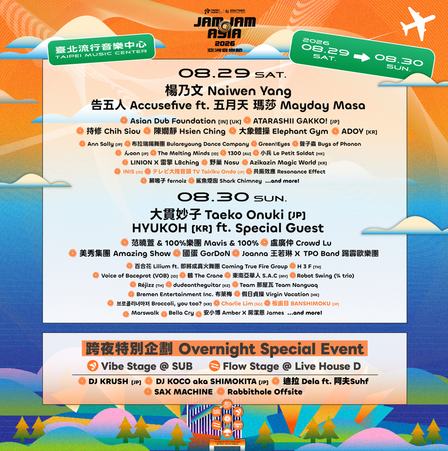 【2026 JAM JAM ASIA】卡司表。圖/北流提供