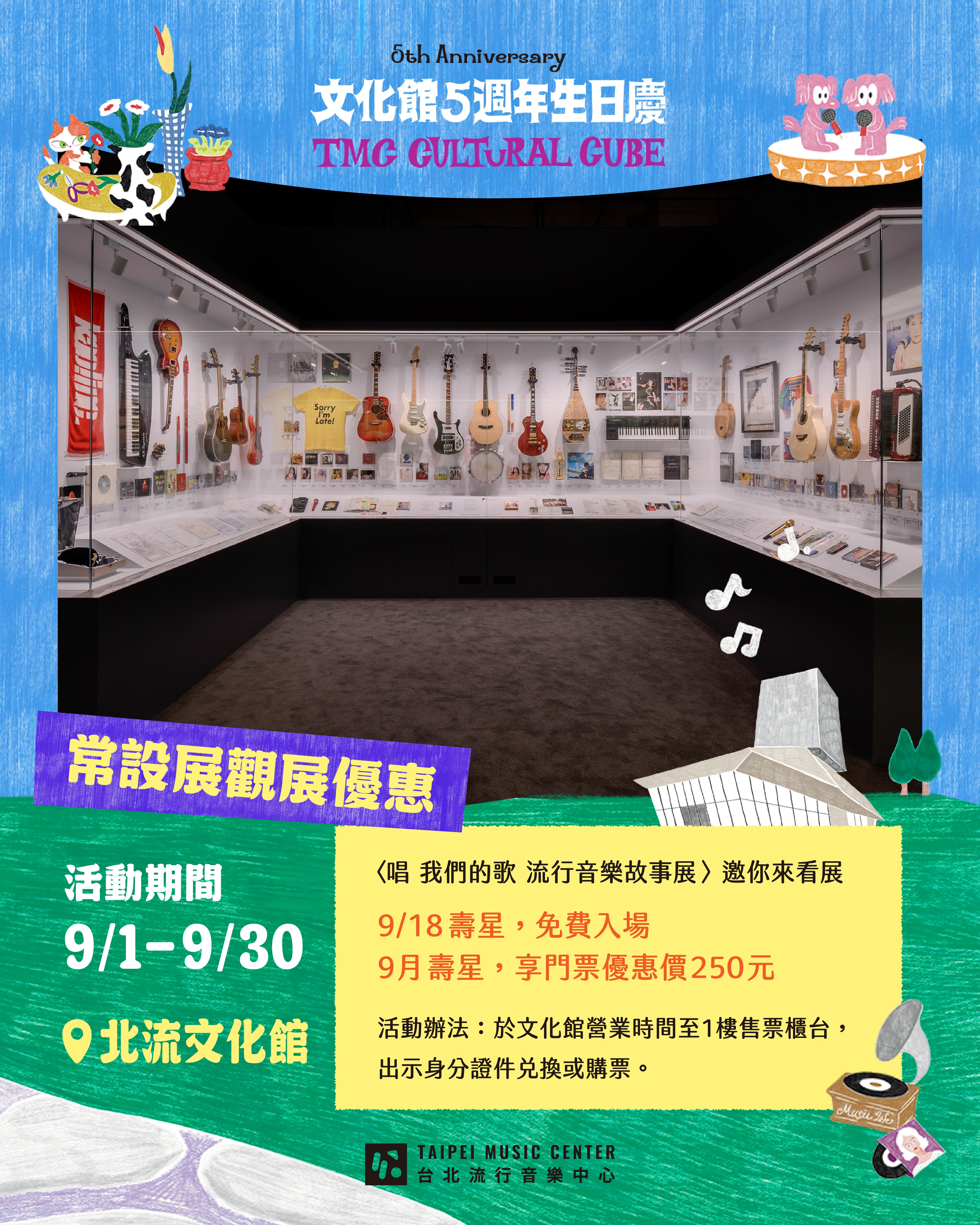 圖6、北流常設展〈唱 我們的歌 流行音樂故事展〉生日慶優惠，邀請九月壽星前往觀展